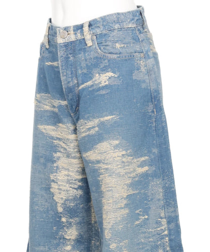 DENIM WIDE PANTS - INDIGO BLEACH