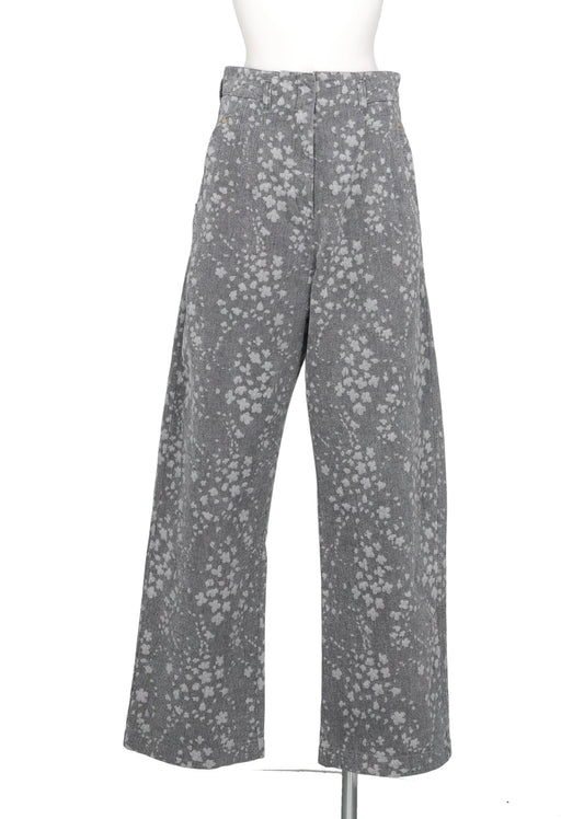 FLORAL JACQUARD DENIM TROUSERS