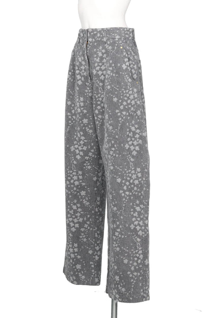 FLORAL JACQUARD DENIM TROUSERS