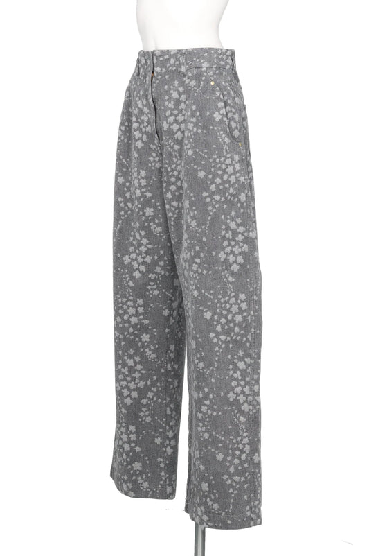 FLORAL JACQUARD DENIM TROUSERS