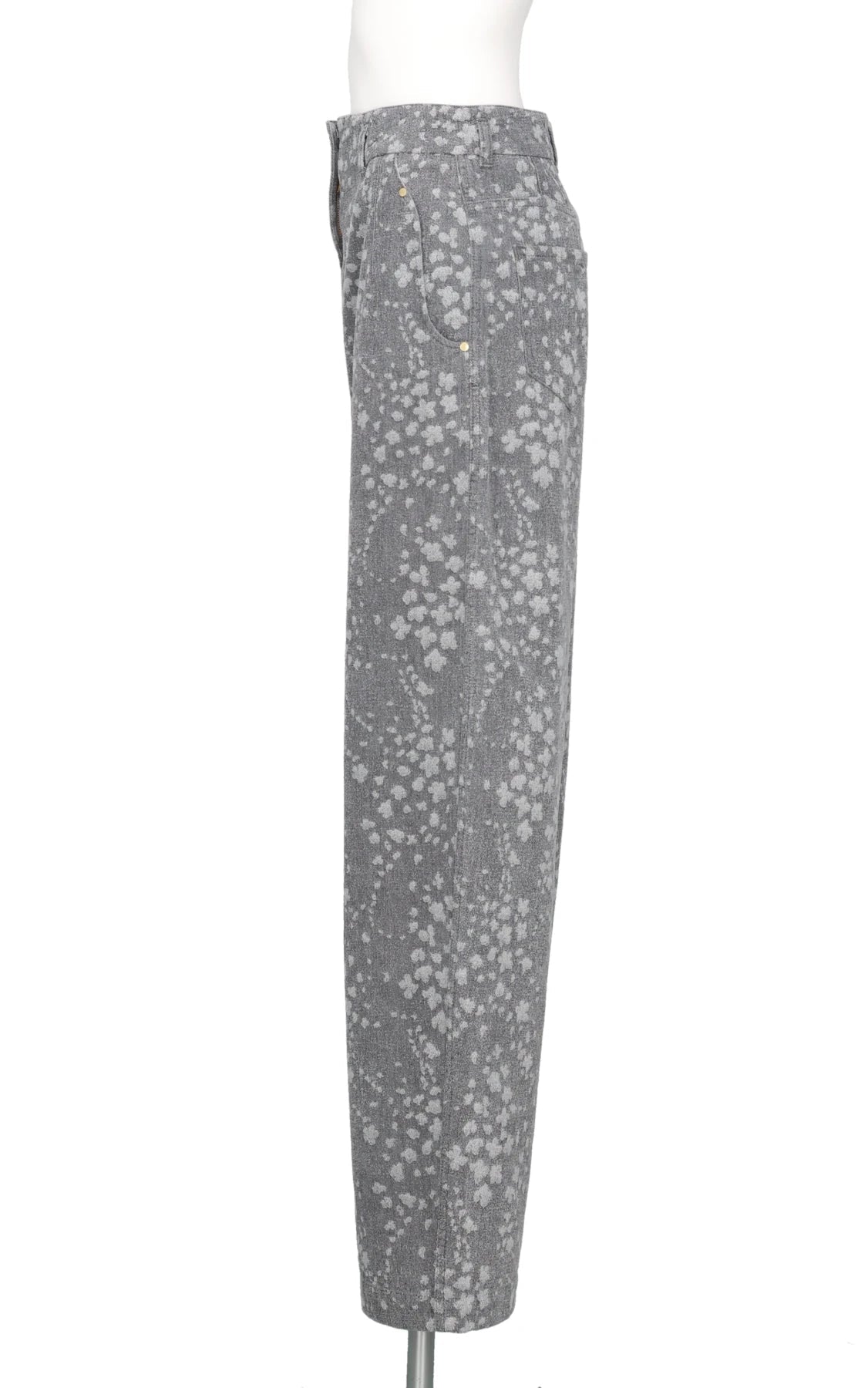 FLORAL JACQUARD DENIM TROUSERS