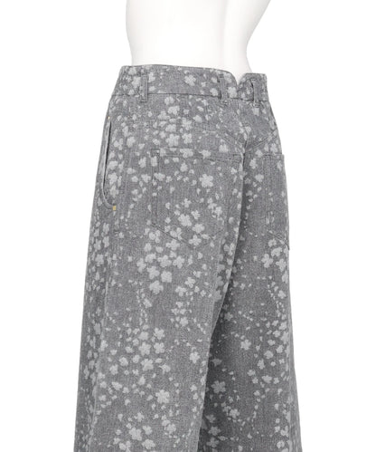 FLORAL JACQUARD DENIM TROUSERS