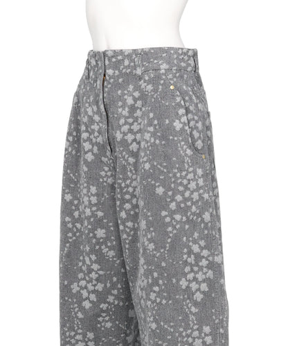 FLORAL JACQUARD DENIM TROUSERS