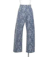 FLORAL JACQUARD DENIM TROUSERS