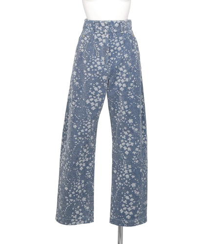 FLORAL JACQUARD DENIM TROUSERS