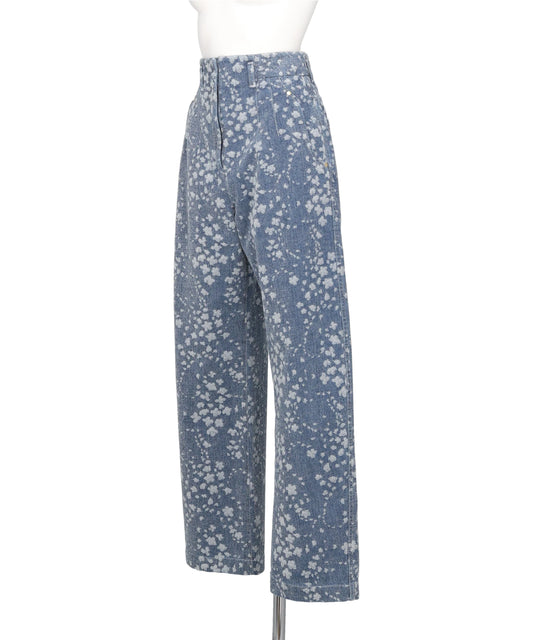 FLORAL JACQUARD DENIM TROUSERS