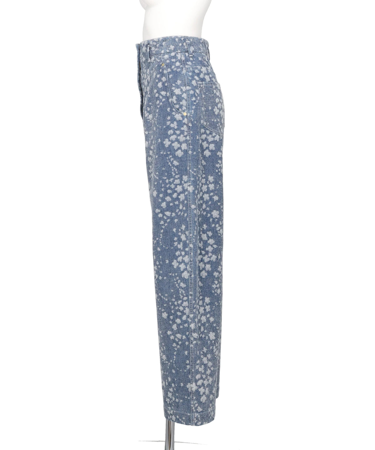 FLORAL JACQUARD DENIM TROUSERS
