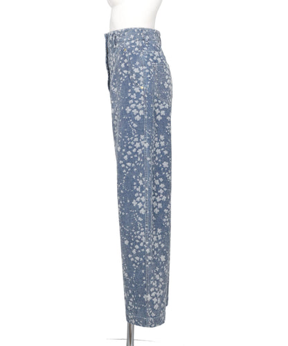 FLORAL JACQUARD DENIM TROUSERS
