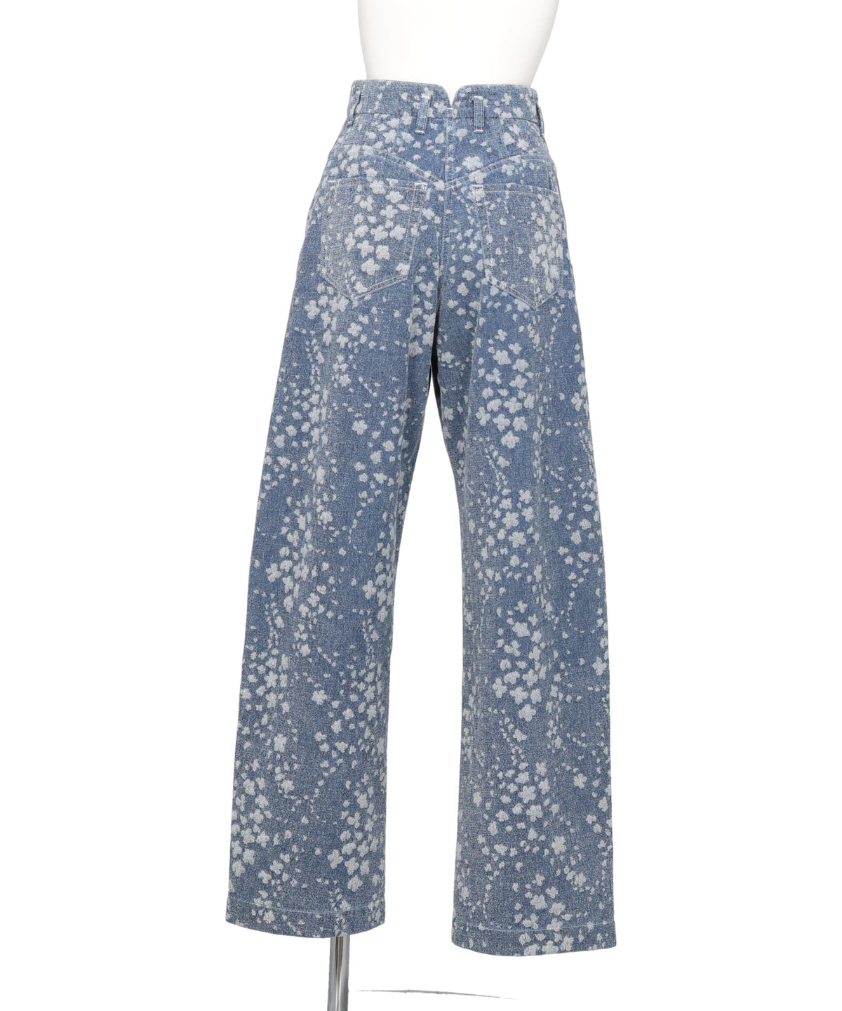 FLORAL JACQUARD DENIM TROUSERS