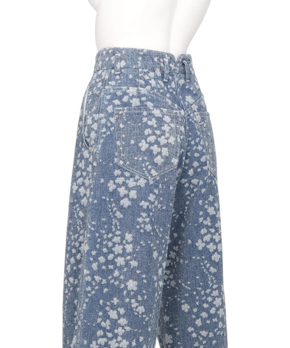 FLORAL JACQUARD DENIM TROUSERS