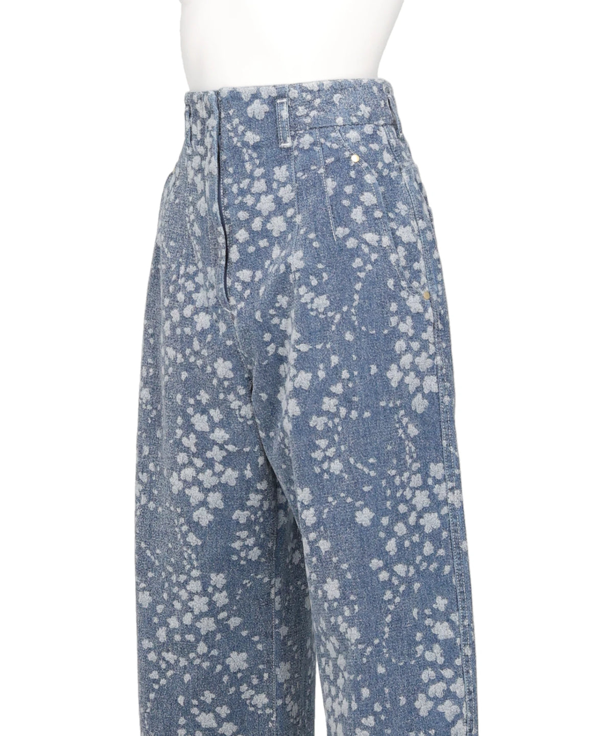 FLORAL JACQUARD DENIM TROUSERS