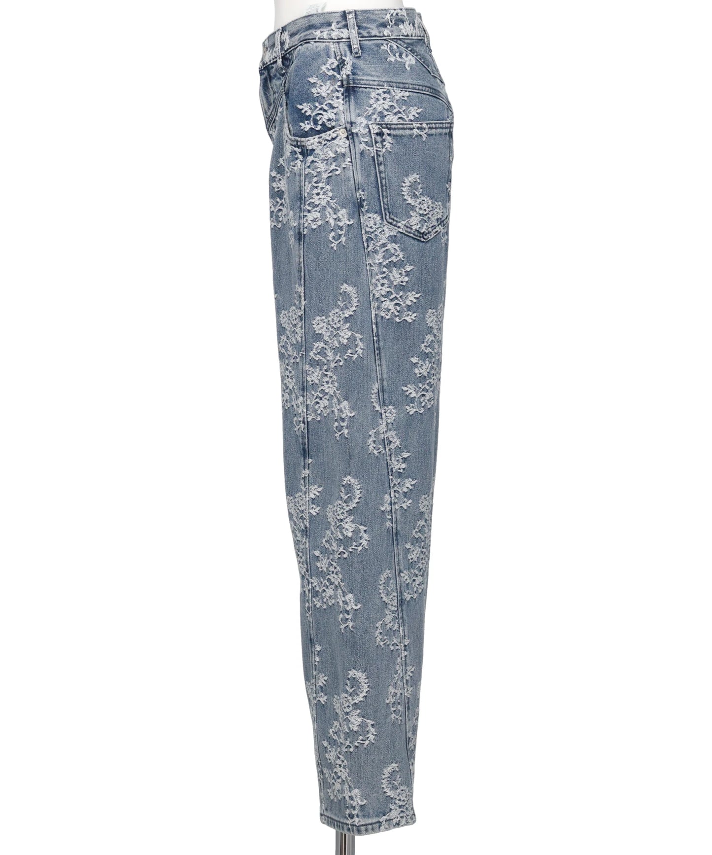 LACE-JACQUARD DENIM STRAIGHT JEANS