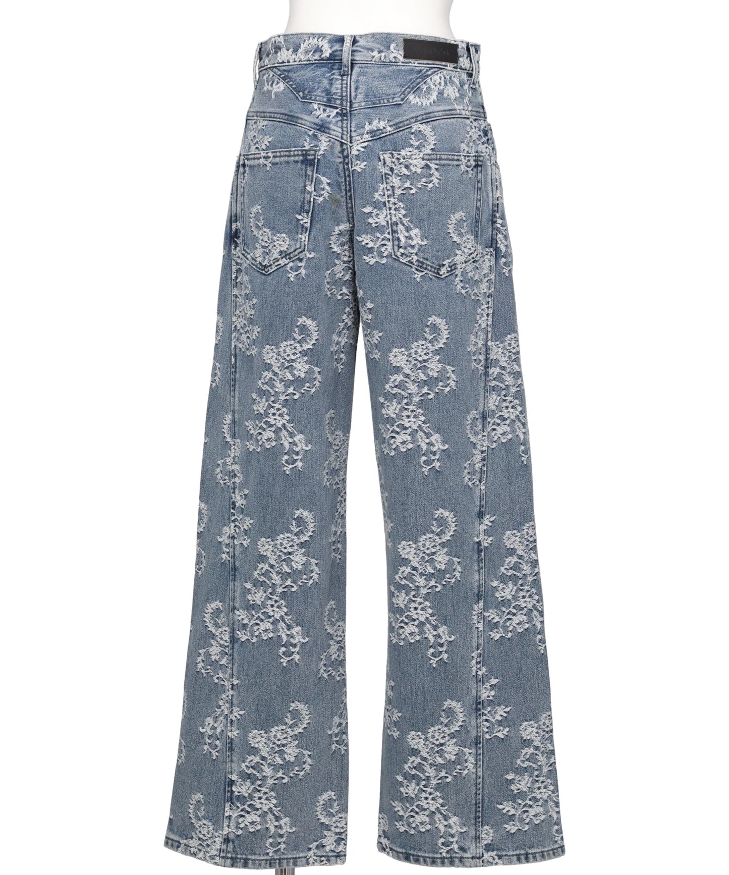 LACE-JACQUARD DENIM STRAIGHT JEANS