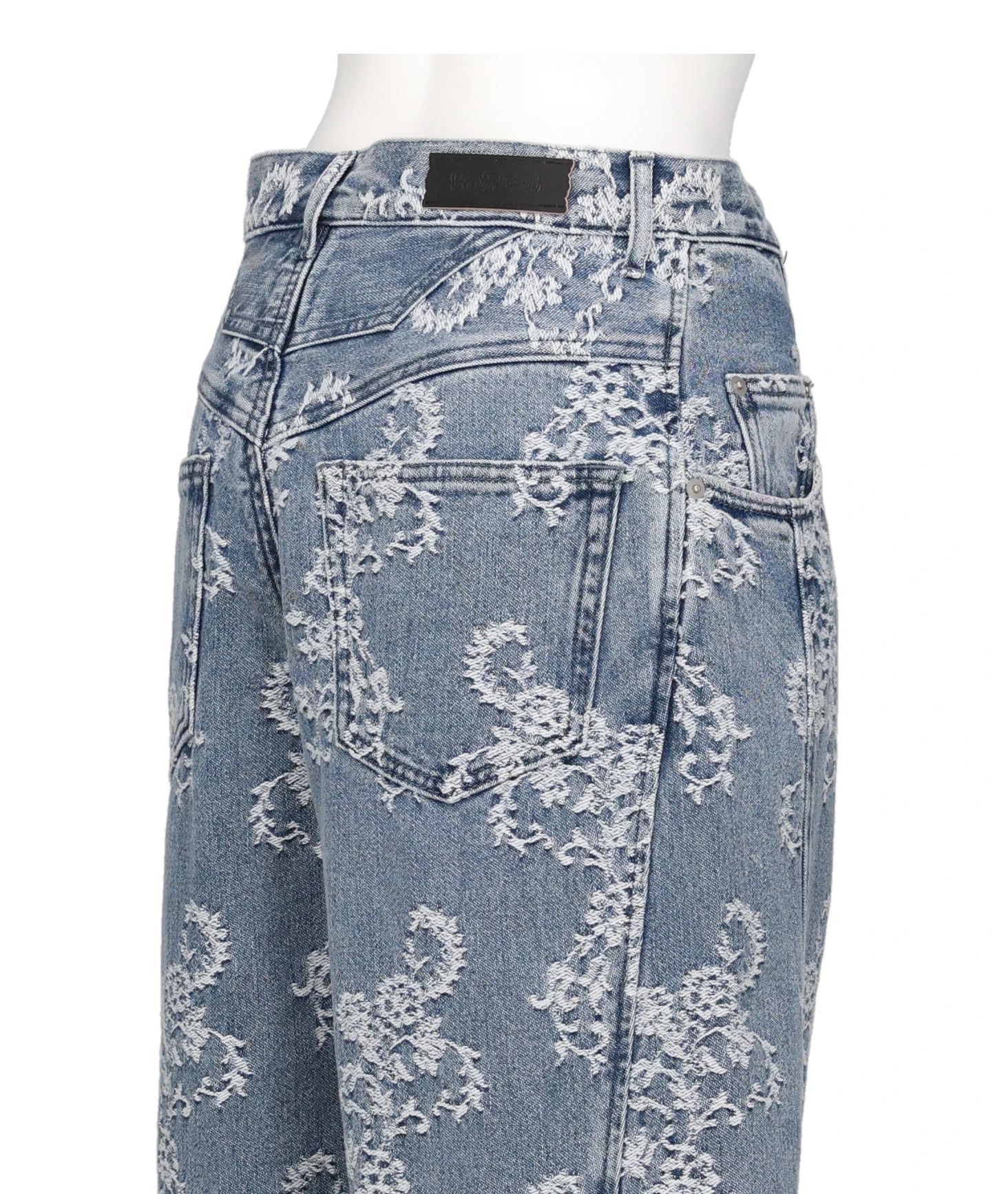 LACE-JACQUARD DENIM STRAIGHT JEANS