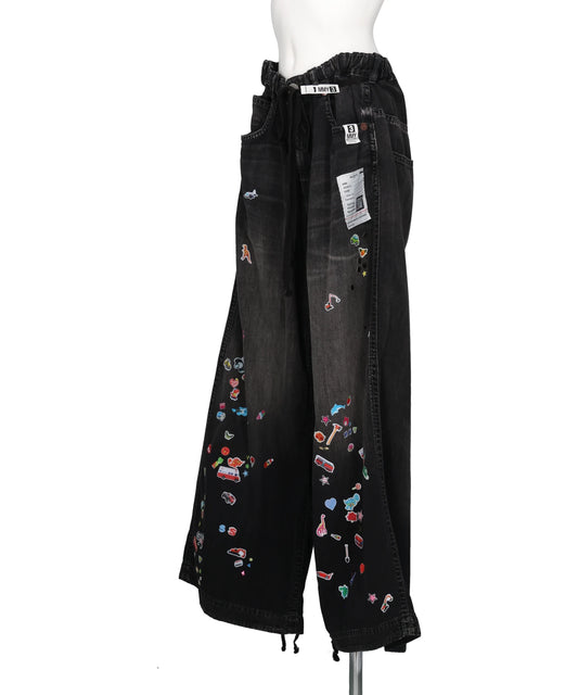 DENIM HUGE DETAIL PANTS w KIDS STICKER