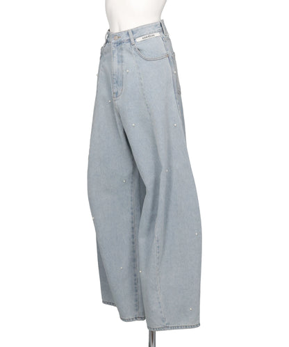PEARL EMBELLISHED BALLOON FIT JEANS