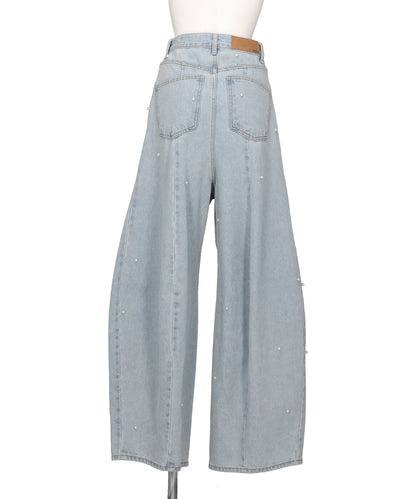 PEARL EMBELLISHED BALLOON FIT JEANS