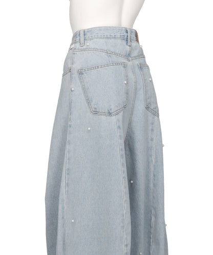 PEARL EMBELLISHED BALLOON FIT JEANS