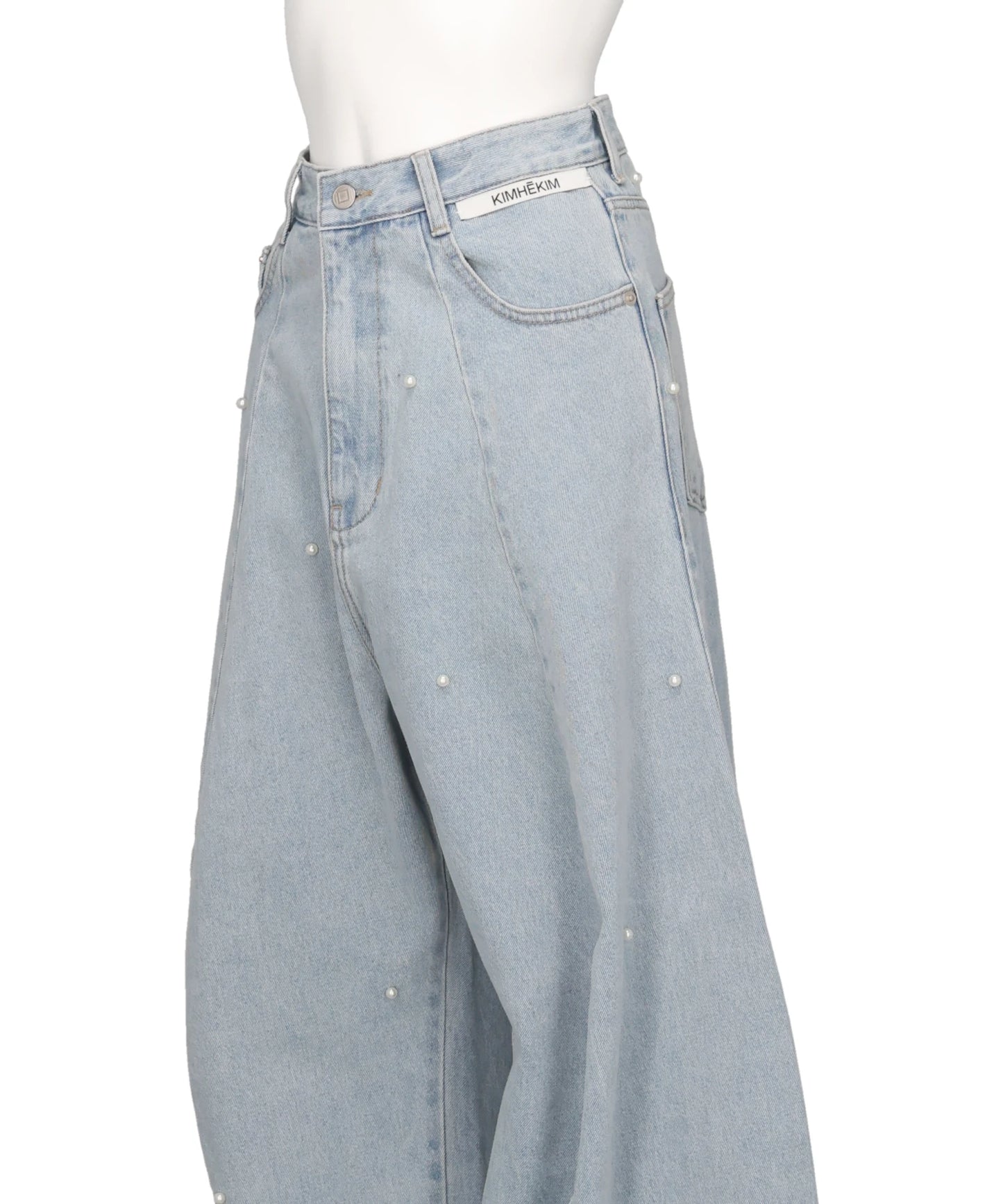 PEARL EMBELLISHED BALLOON FIT JEANS
