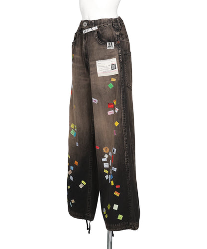 DENIM HUGE DETAIL PANTS WITH PRICE TAG