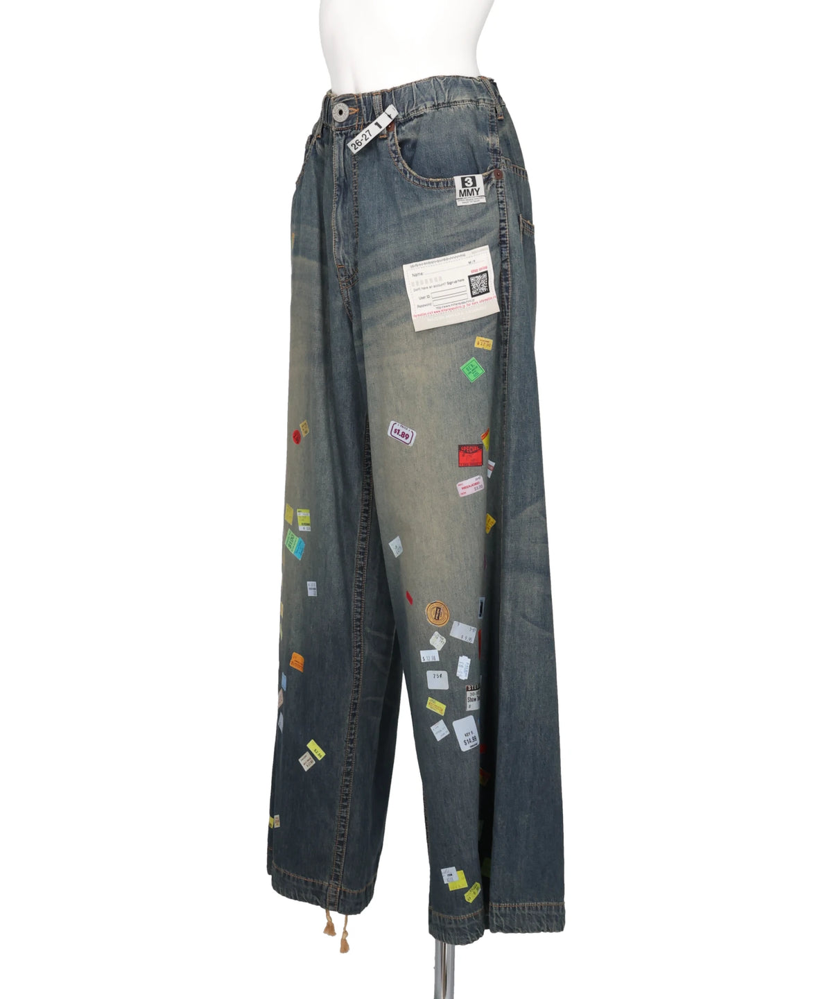 DENIM HUGE DETAIL PANTS WITH PRICE TAG