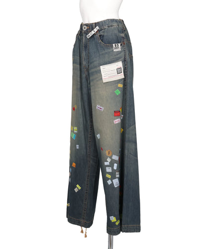 DENIM HUGE DETAIL PANTS WITH PRICE TAG