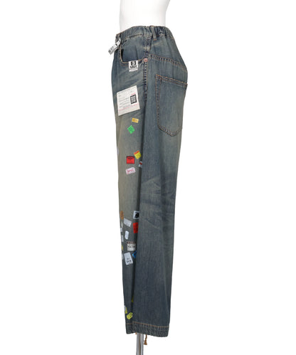 DENIM HUGE DETAIL PANTS WITH PRICE TAG