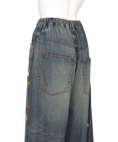 DENIM HUGE DETAIL PANTS WITH PRICE TAG