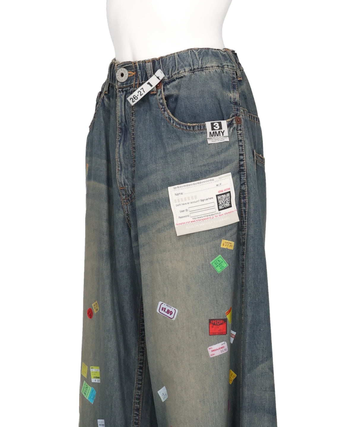 DENIM HUGE DETAIL PANTS WITH PRICE TAG