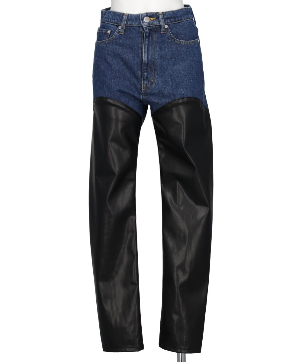 DENIM x VERGAN LETHER BI-COLOR PANTS