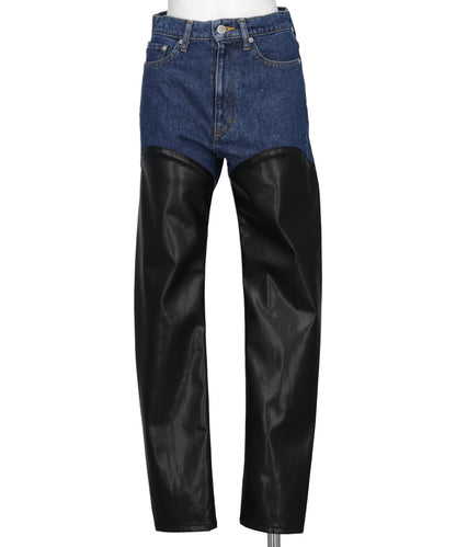 DENIM x VERGAN LETHER BI-COLOR PANTS