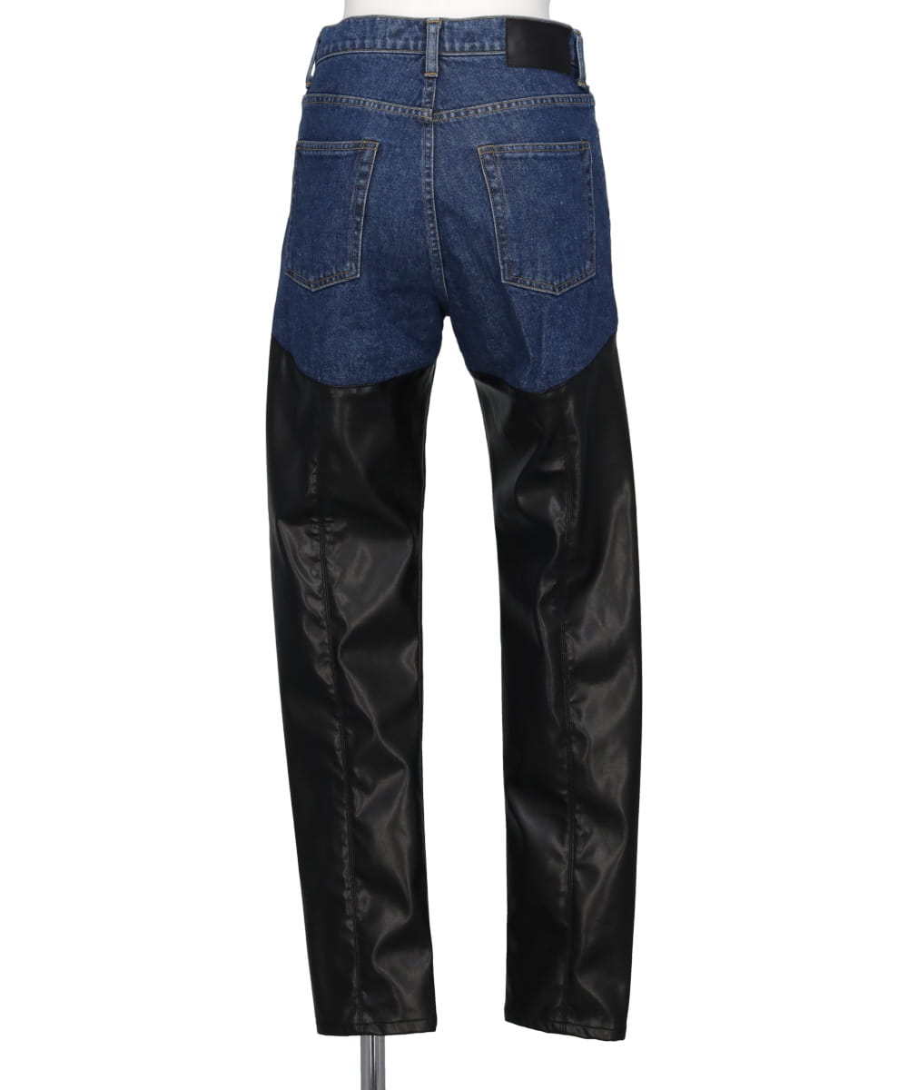DENIM x VERGAN LETHER BI-COLOR PANTS