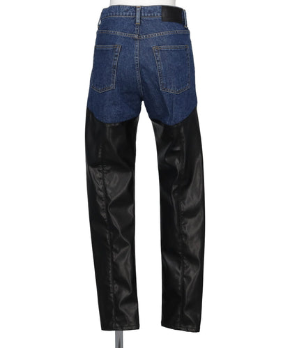 DENIM x VERGAN LETHER BI-COLOR PANTS