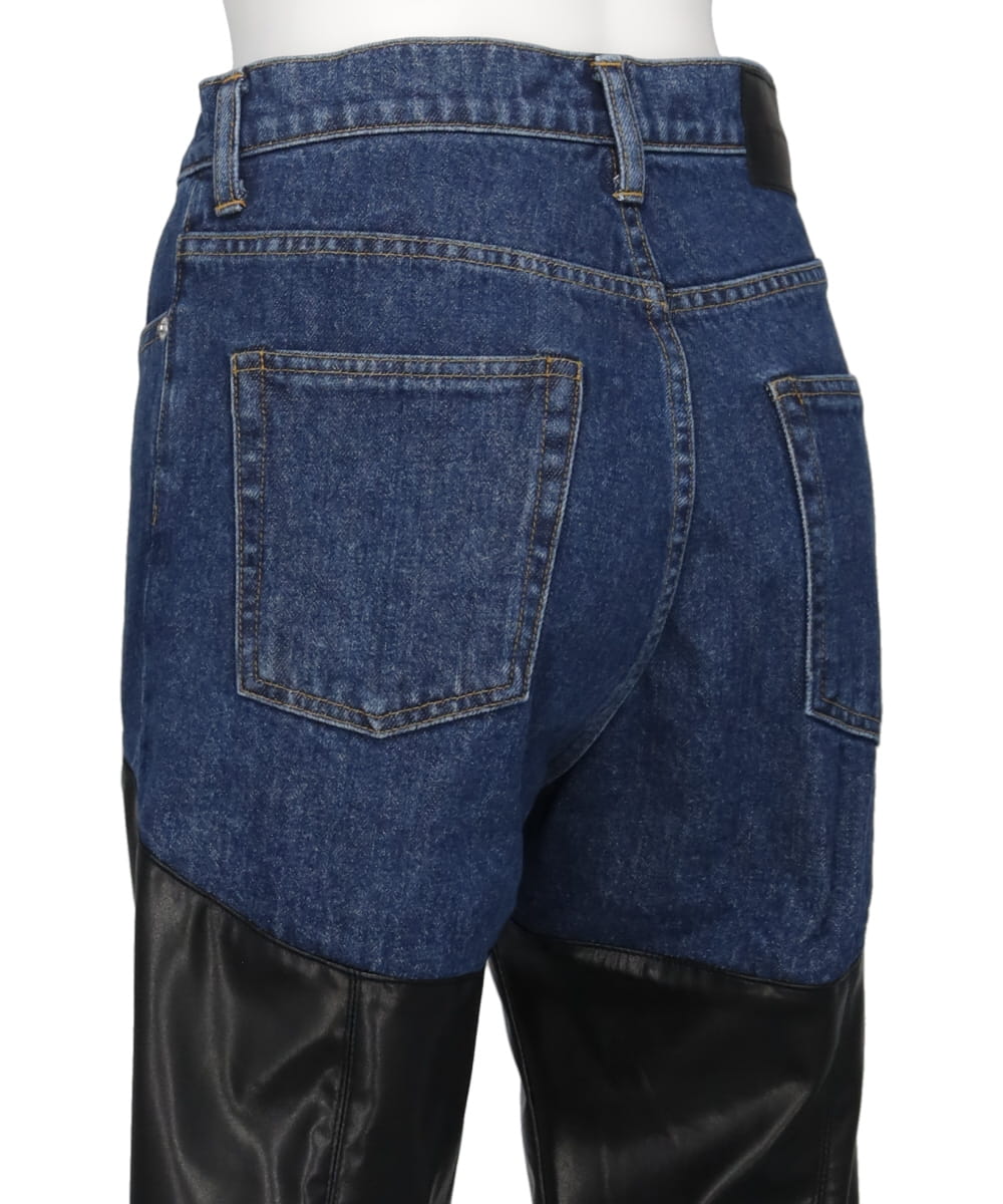 DENIM x VERGAN LETHER BI-COLOR PANTS