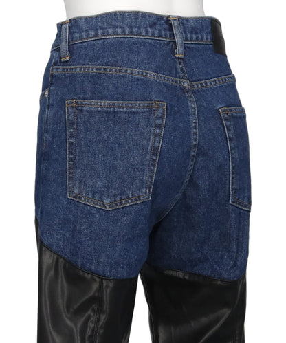 DENIM x VERGAN LETHER BI-COLOR PANTS