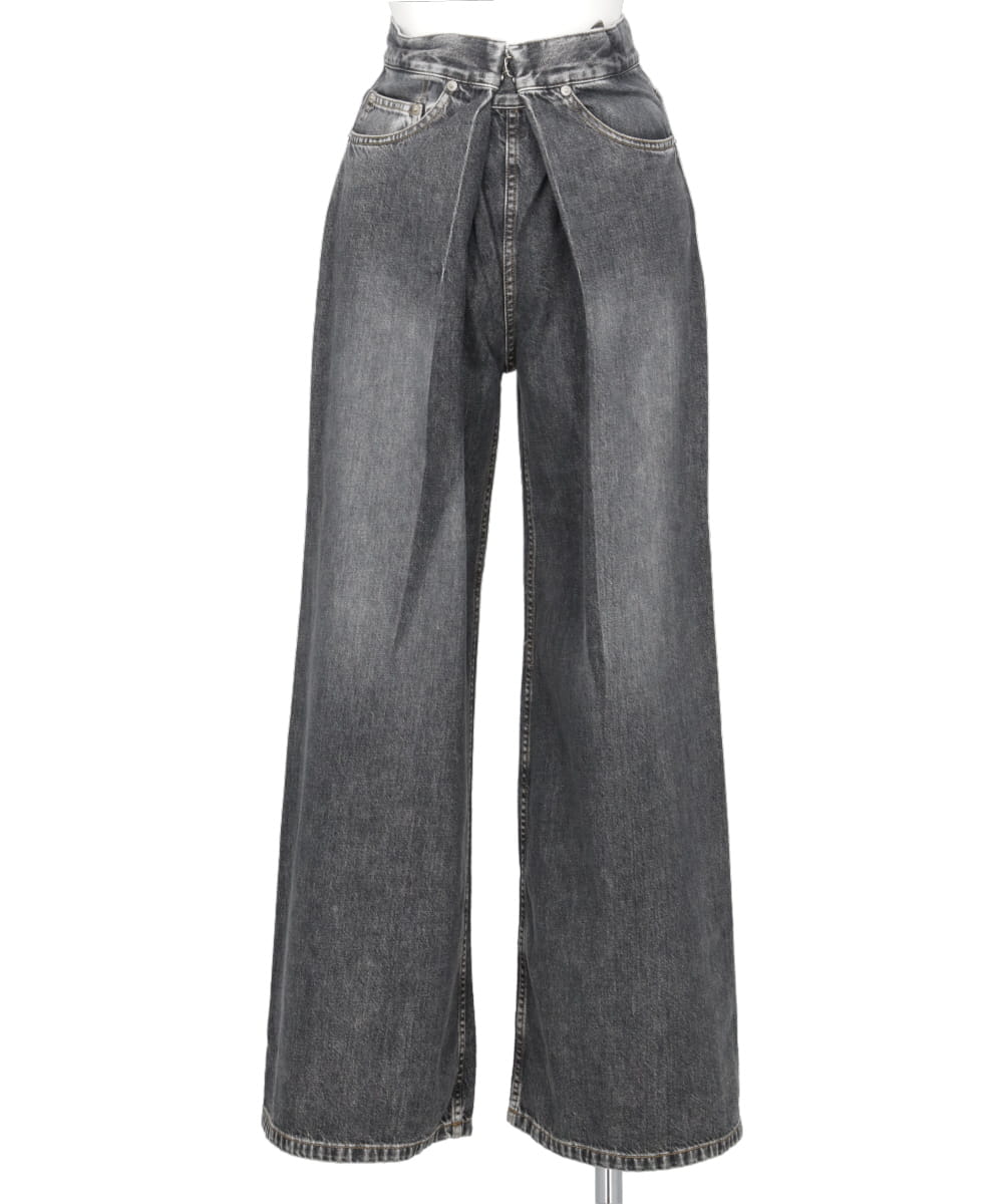 WASHED DENIM WIDE PANTS
