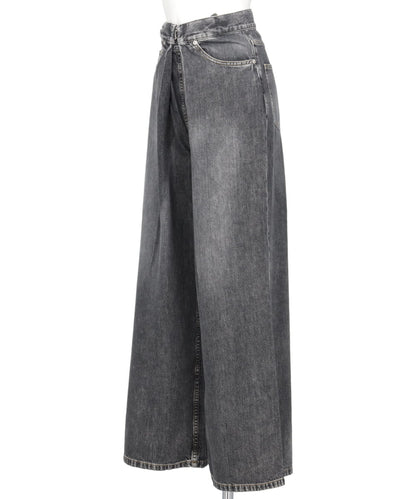 WASHED DENIM WIDE PANTS