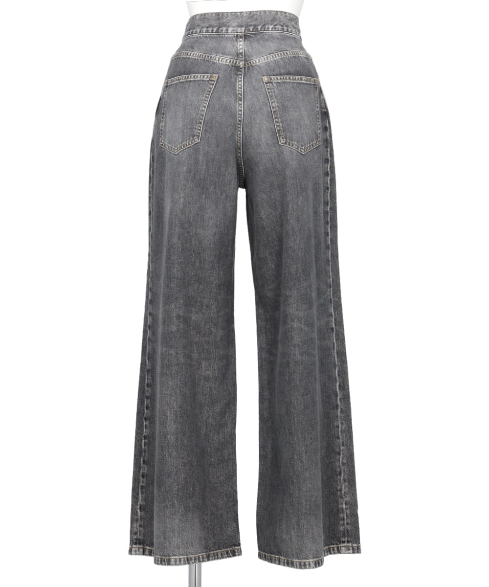 WASHED DENIM WIDE PANTS
