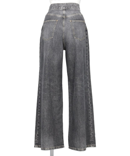 WASHED DENIM WIDE PANTS
