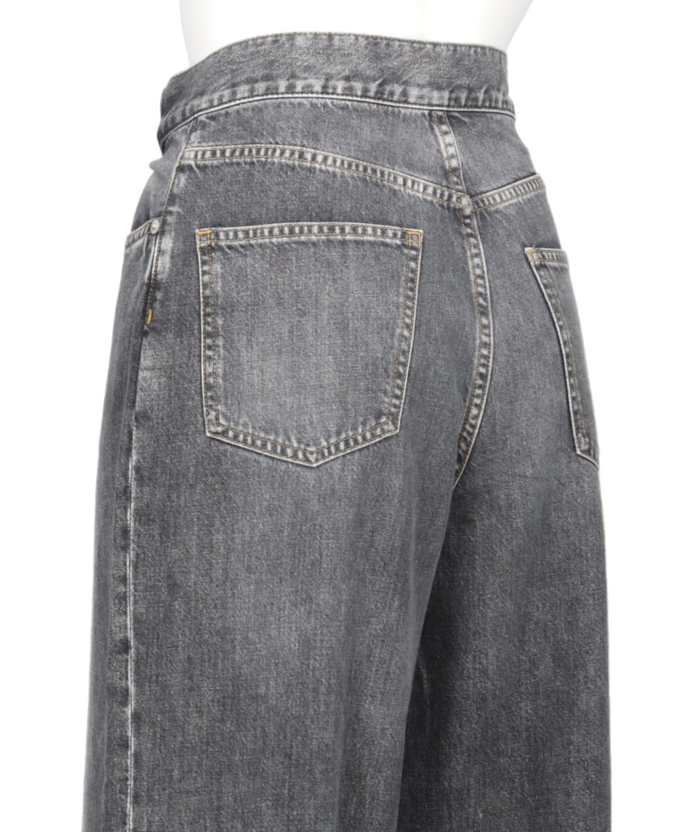 WASHED DENIM WIDE PANTS