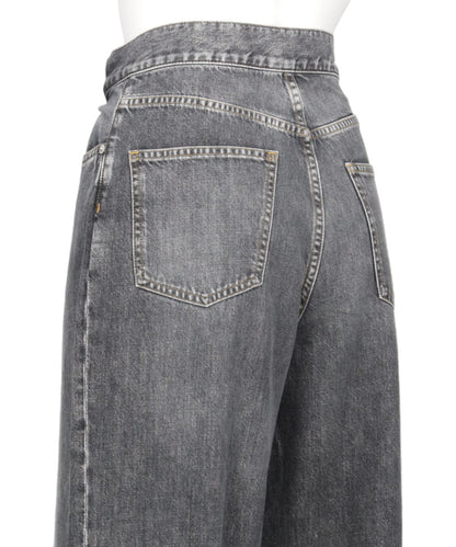 WASHED DENIM WIDE PANTS