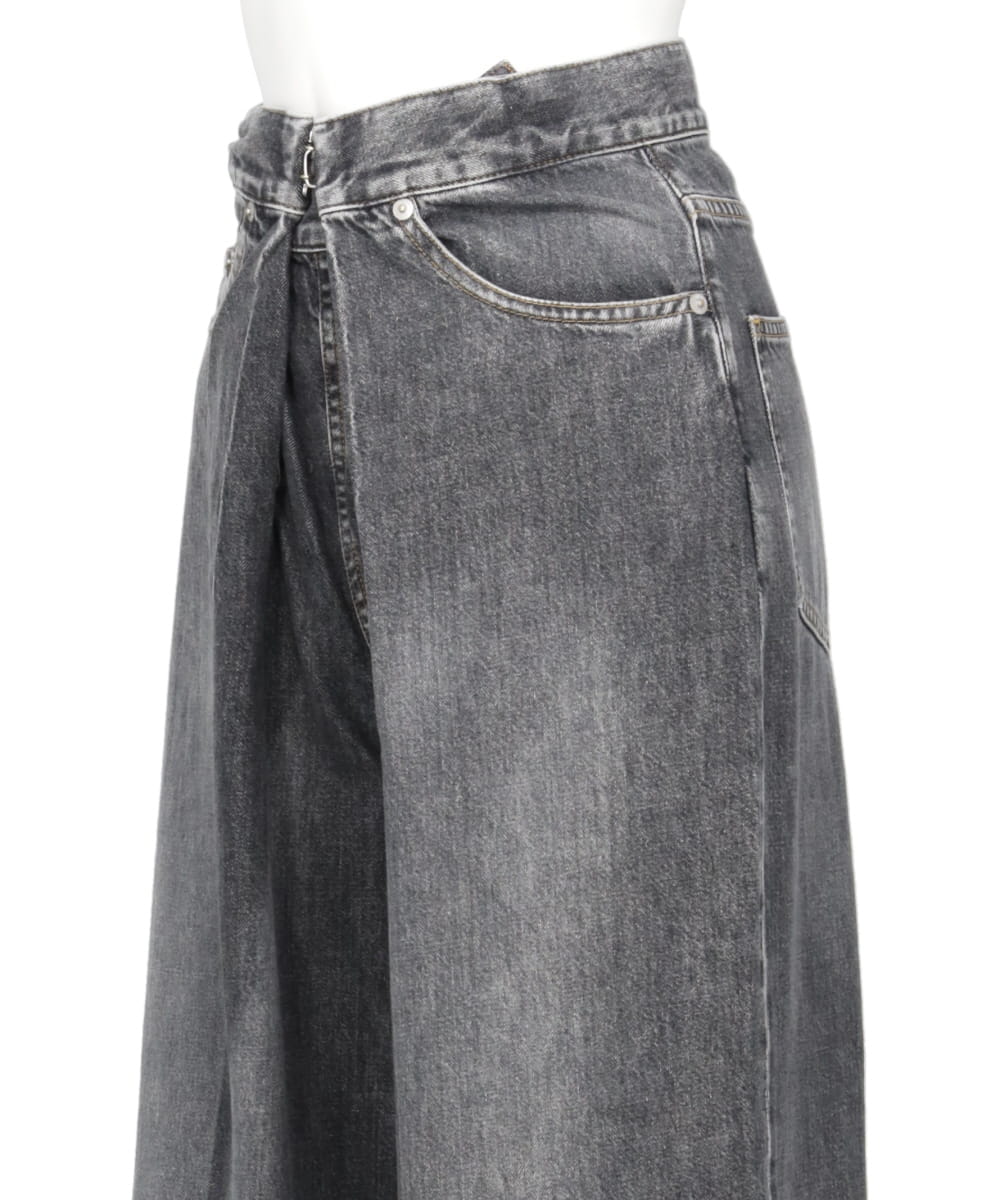 WASHED DENIM WIDE PANTS