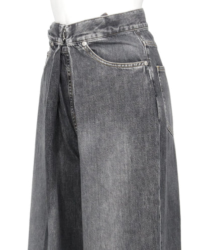 WASHED DENIM WIDE PANTS