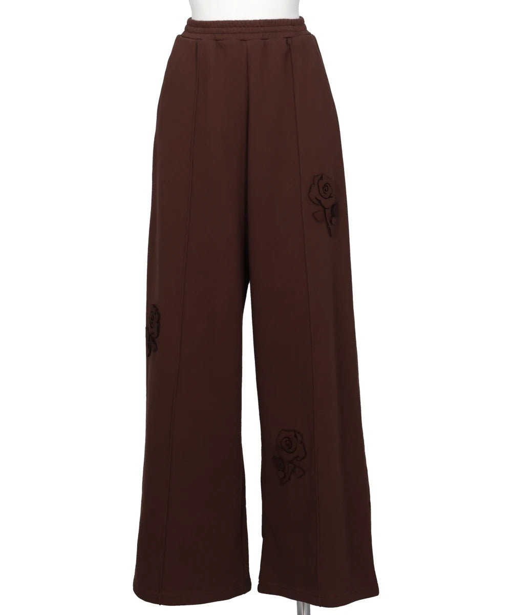 FLOWER APPLIQUE JERSEY PANTS