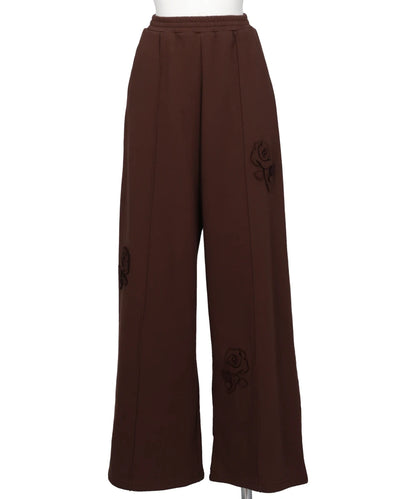 FLOWER APPLIQUE JERSEY PANTS