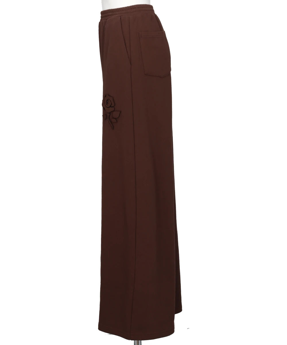 FLOWER APPLIQUE JERSEY PANTS