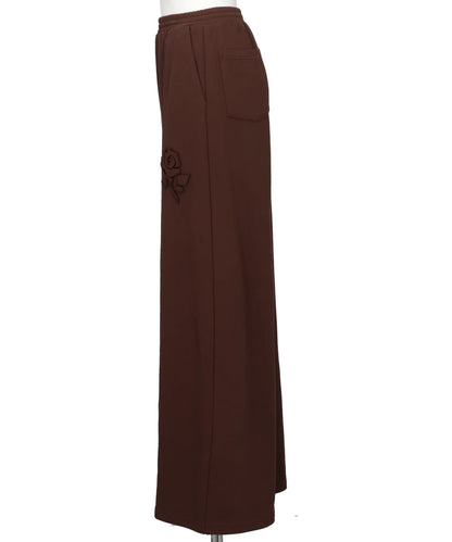 FLOWER APPLIQUE JERSEY PANTS