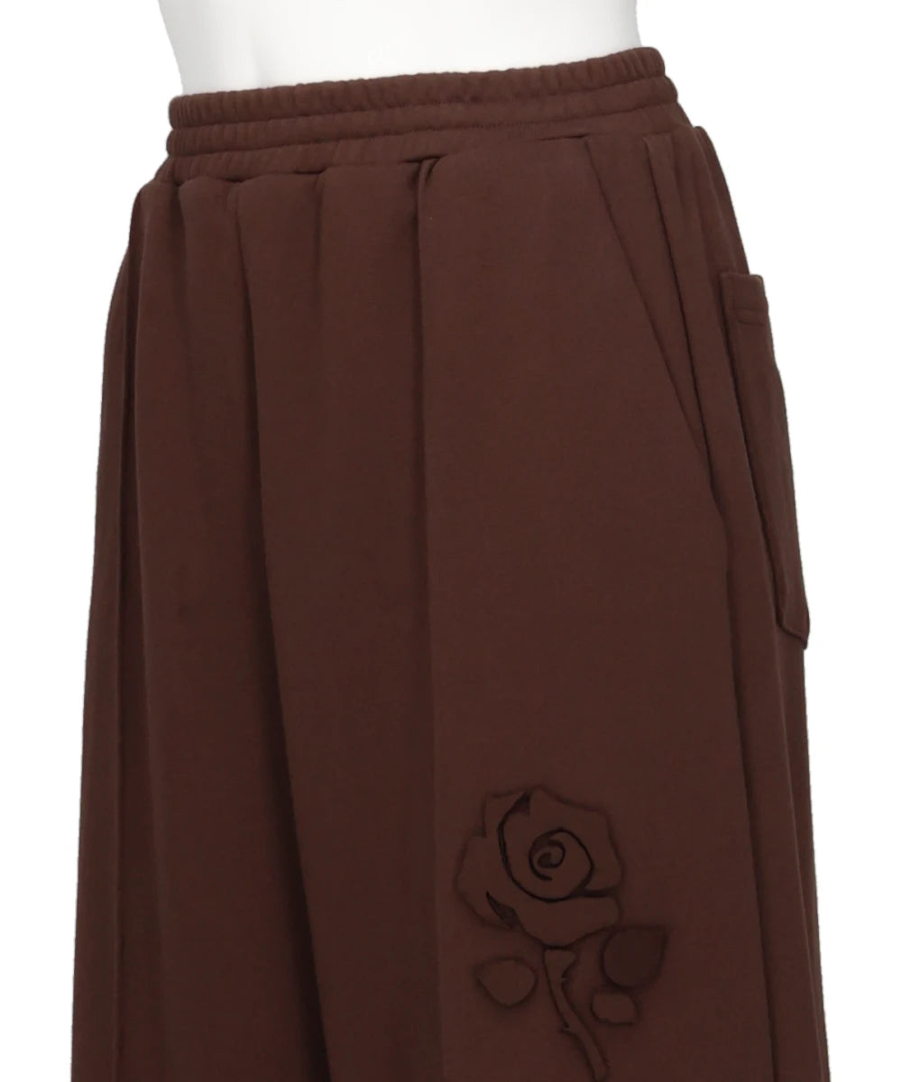 FLOWER APPLIQUE JERSEY PANTS