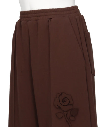 FLOWER APPLIQUE JERSEY PANTS