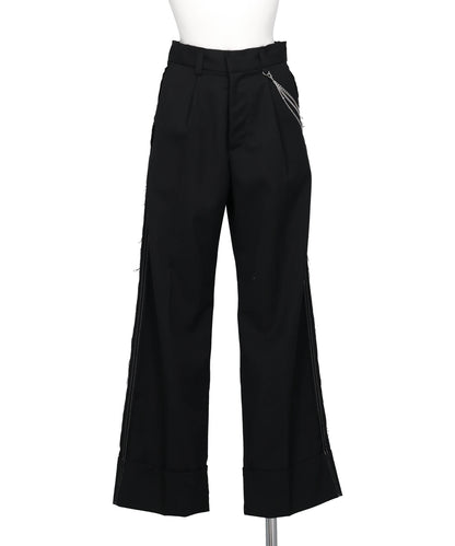 SEAM FRAYED DROPPED CHAIN PANTS